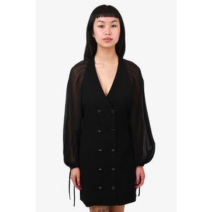 Frame Black Sheer Gold Button Blazer Dress Size XS